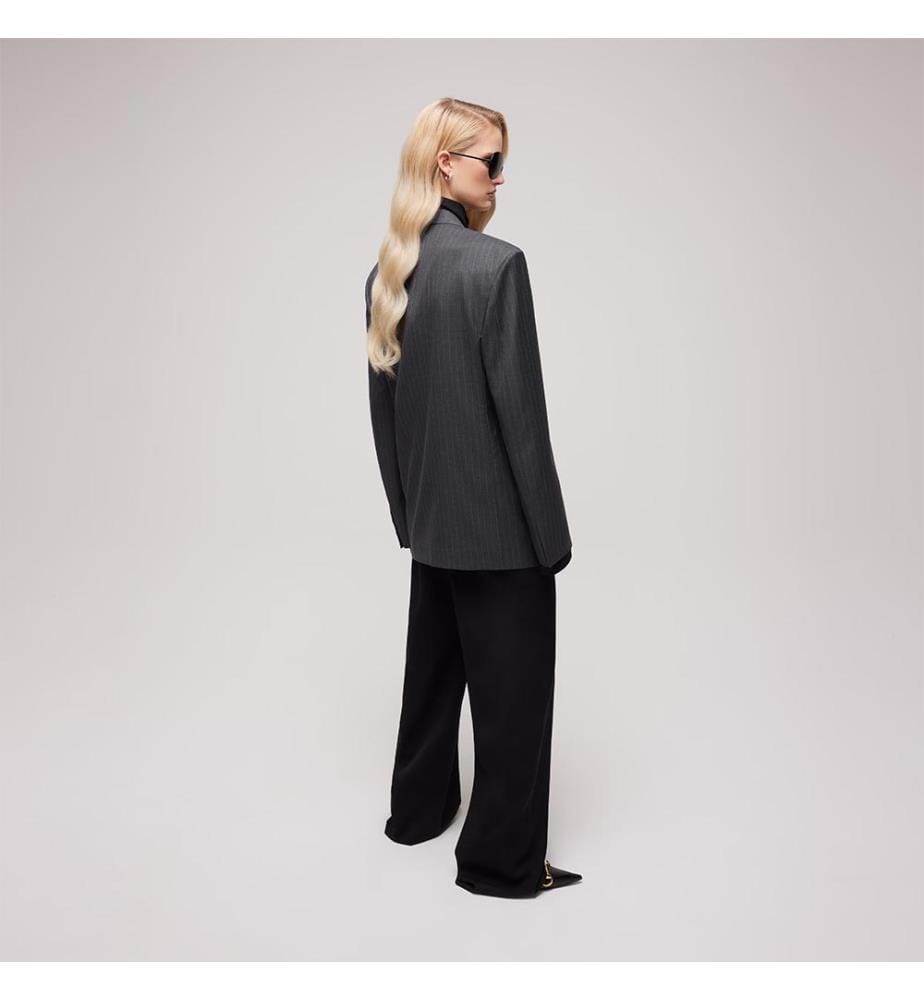 Gestreifte Wolljacke – Dunkelgrau