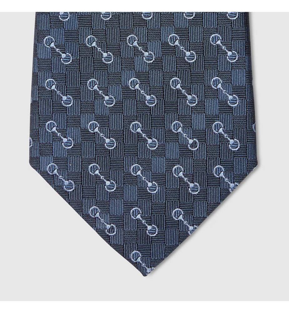 Cravate en soie jacquard Horsebit - Bleu ciel