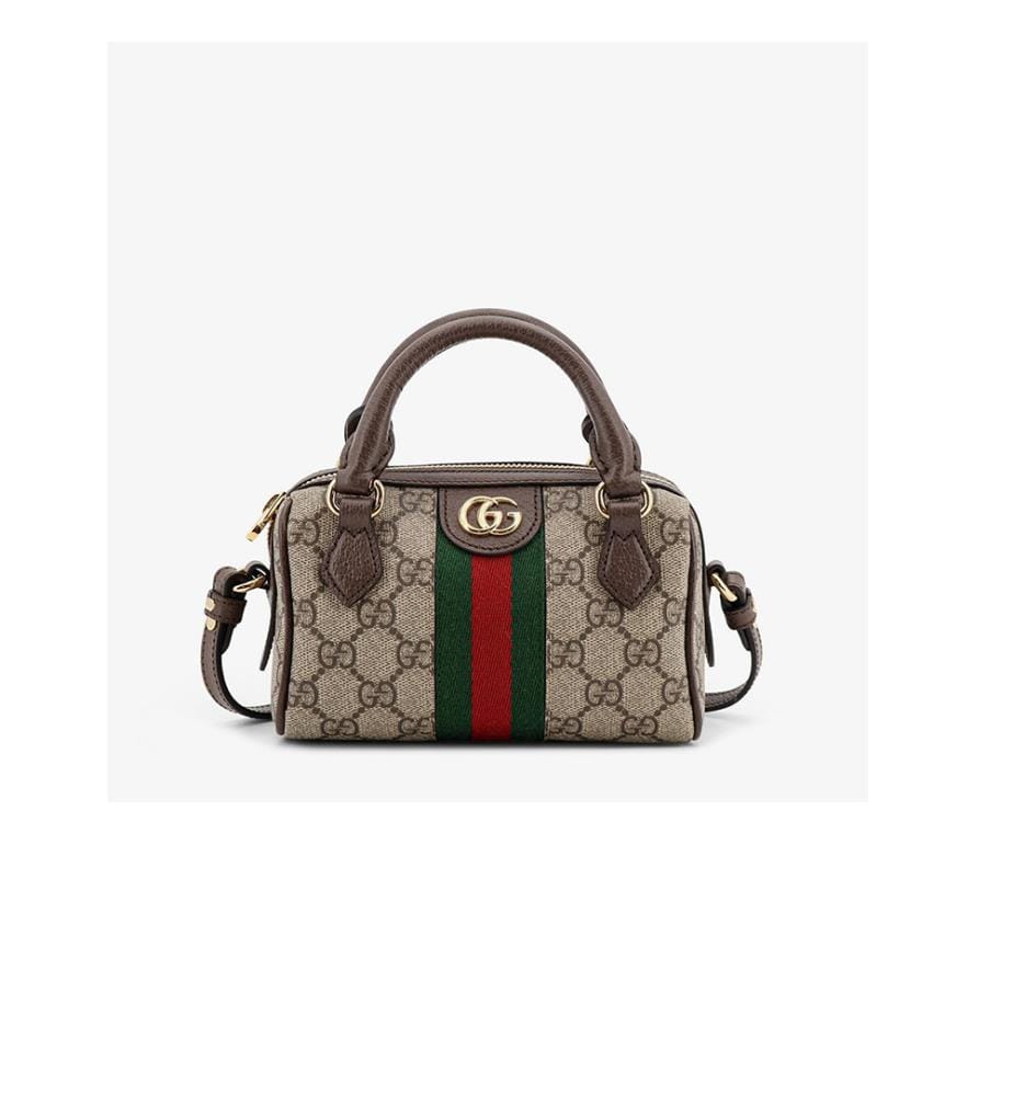 Sac à Bandoulière en Tissu Suprême Mini - Ophidia GG - Beige et Brun Foncé