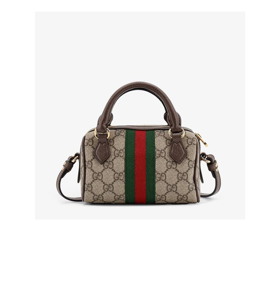 Sac à Bandoulière en Tissu Suprême Mini - Ophidia GG - Beige et Brun Foncé
