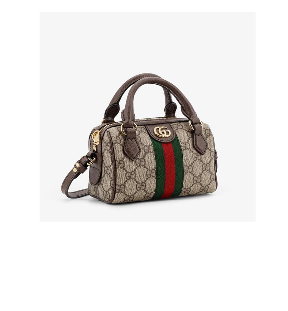 Sac à Bandoulière en Tissu Suprême Mini - Ophidia GG - Beige et Brun Foncé