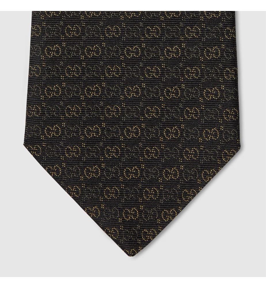 Cravate en jacquard de soie - Noir et jaune