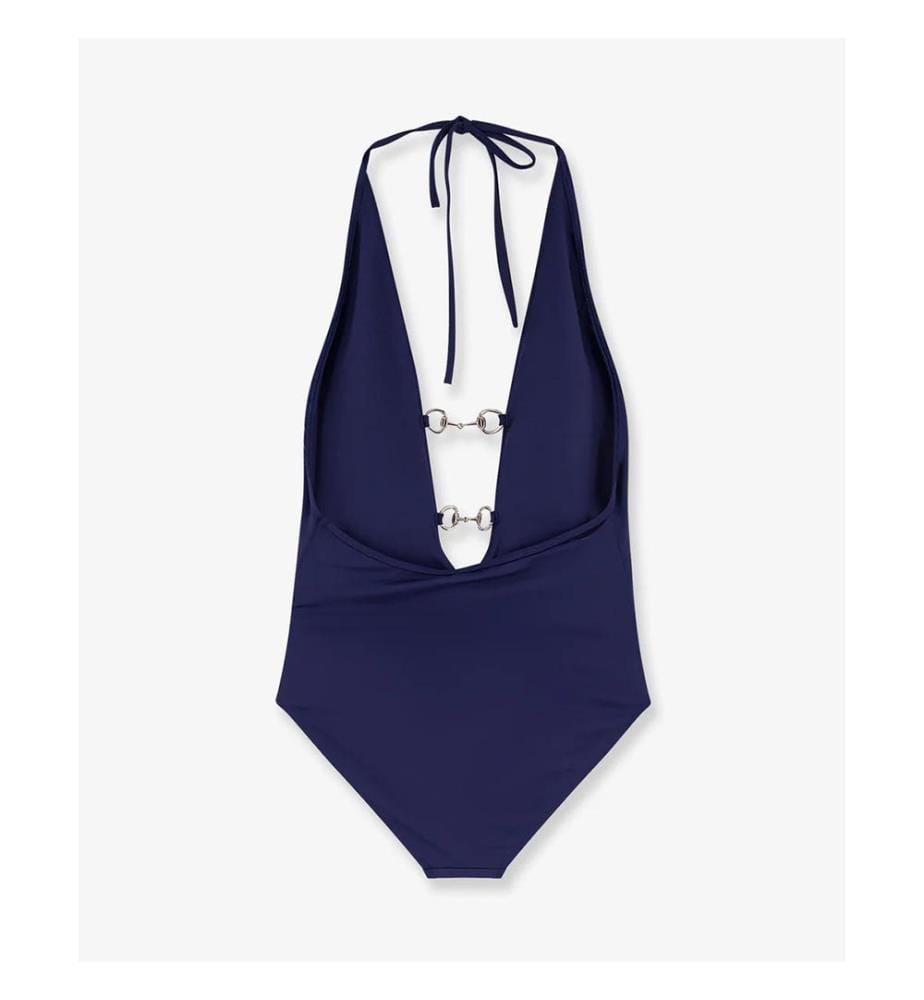 Einteiliger Badeanzug mit Hufeisen-Details - Classic Blue