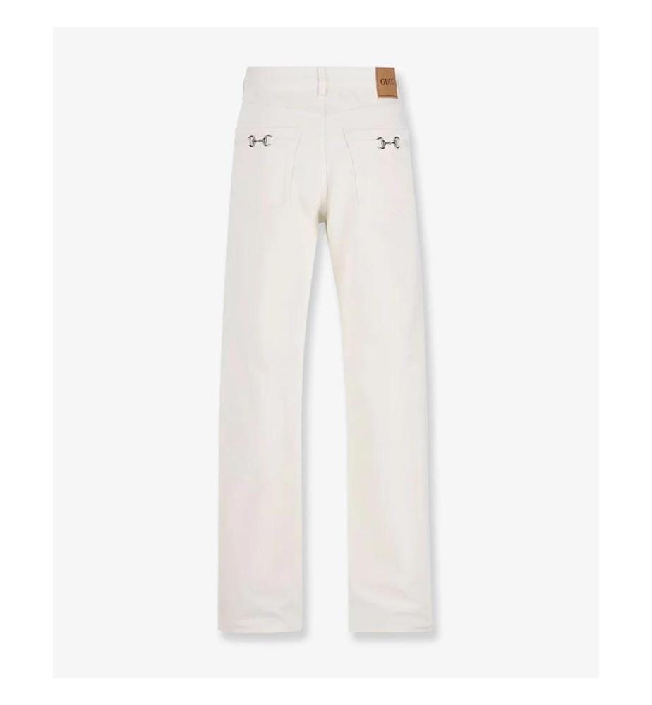 Pantalon en denim avec mors - Blanc