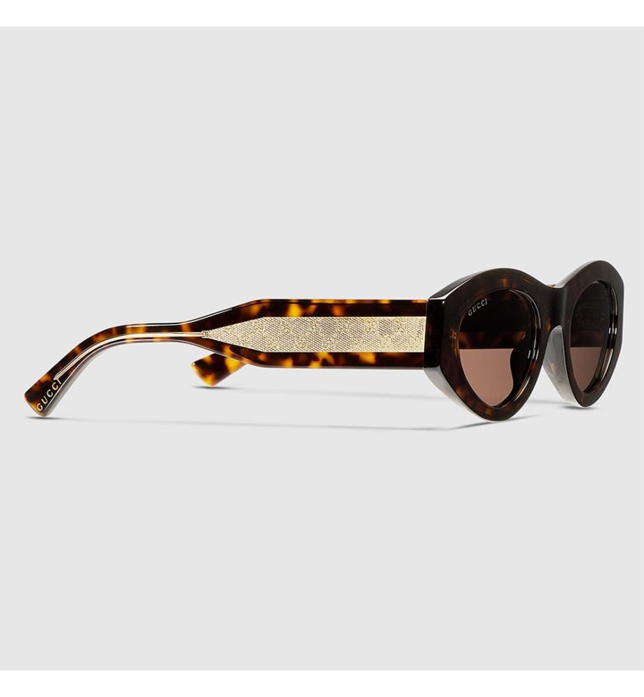 Lunettes de soleil à monture ovale - Havana Brown