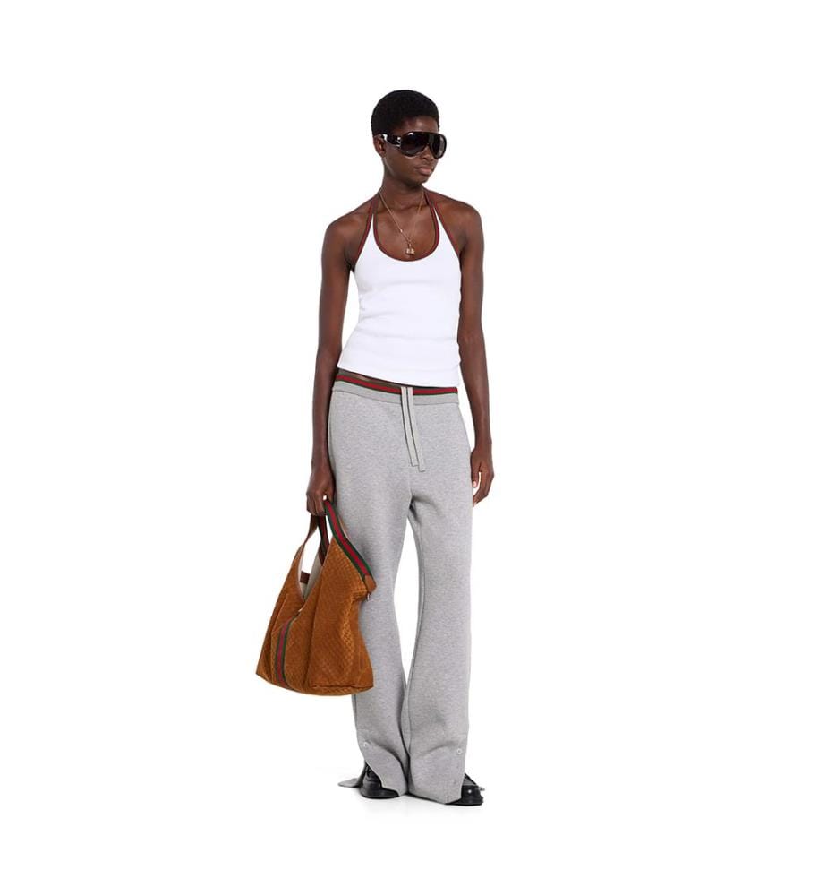 Pantalon de loisir en jersey de coton avec toile - Mélange gris