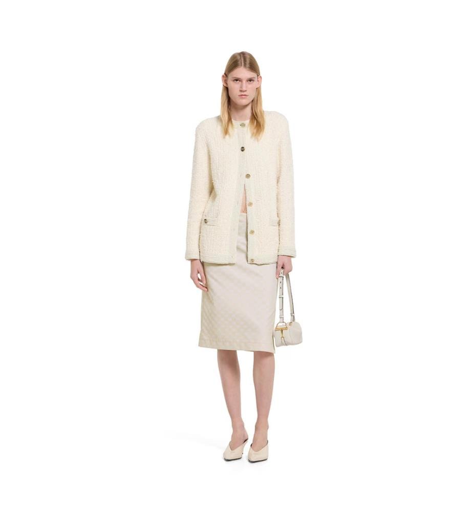 Cardigan en laine lamé bouclé - Ivory Silver Mc