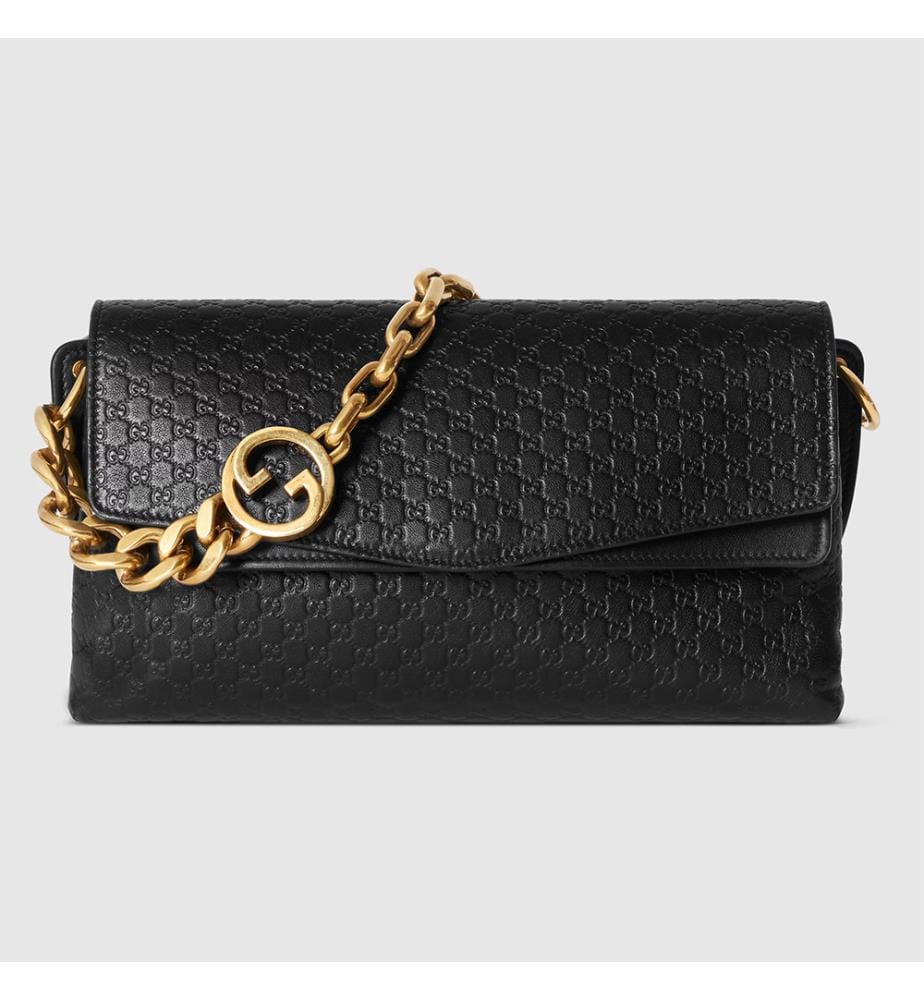 Sac à bandoulière moyen avec chaîne - Noir