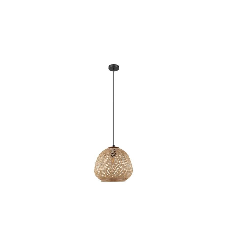 EGLO - Leuchten Lampe suspendue DEMBLEBY 1x E27, Noir/Nature
