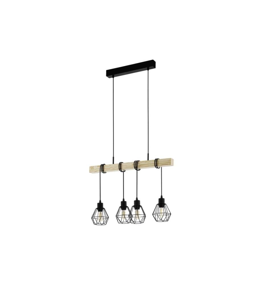 EGLO - Leuchten Lampe suspendue TOWNSHEND 5 noir exkl. E27 4x60W