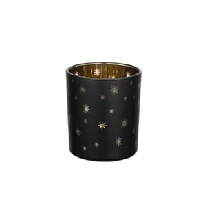EGLO - Teelichthalter Lukut 10 cm Schwarz/Gold, Glas