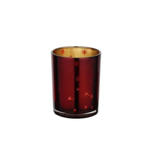 EGLO - Teelichthalter Lukut 12.5 cm Gold/Rot, Glas