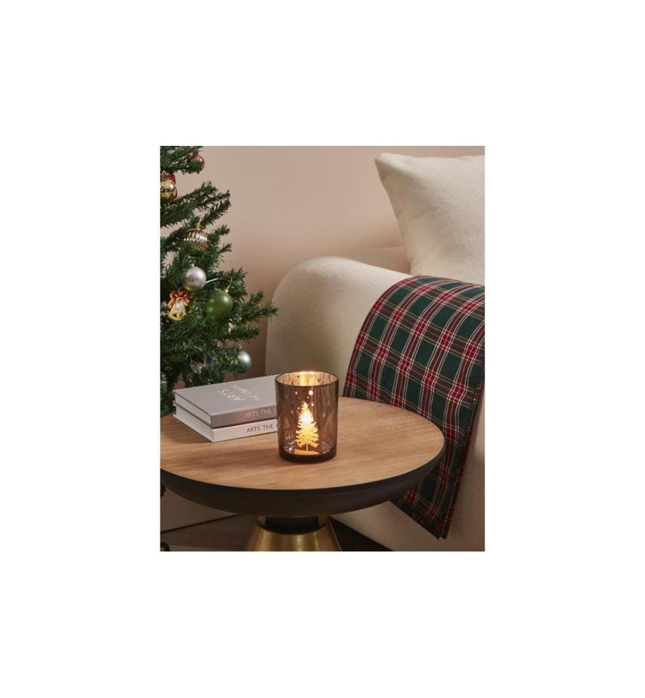 EGLO - Teelichthalter Windlicht Christmas Lukut 12.5 cm Braun, Glas