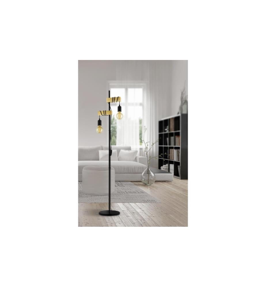 EGLO - Leuchten Lampe sur pied TOWNSHEND 2x E27 Noir
