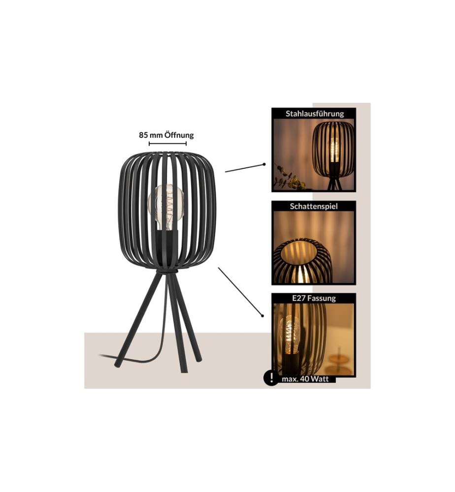 EGLO Luminaire Lampe de table Zigbee ROMAZZINA noir exkl. E27 1x40W