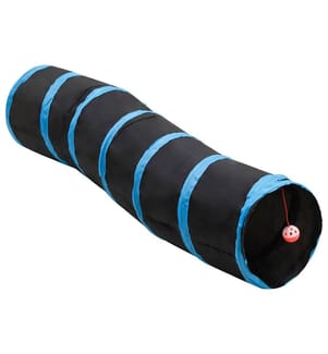 Katzentunnel in S-Form Schwarz und Blau 122 cm Polyester