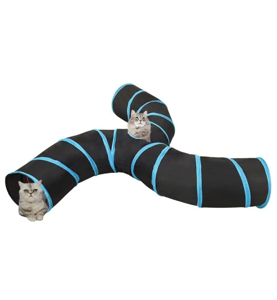 Katzentunnel 3-Wege Schwarz und Blau 25 cm Polyester