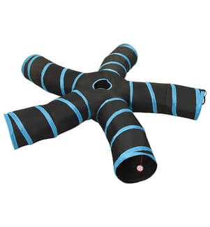 Katzentunnel 5-Wege Schwarz und Blau 25 cm Polyester