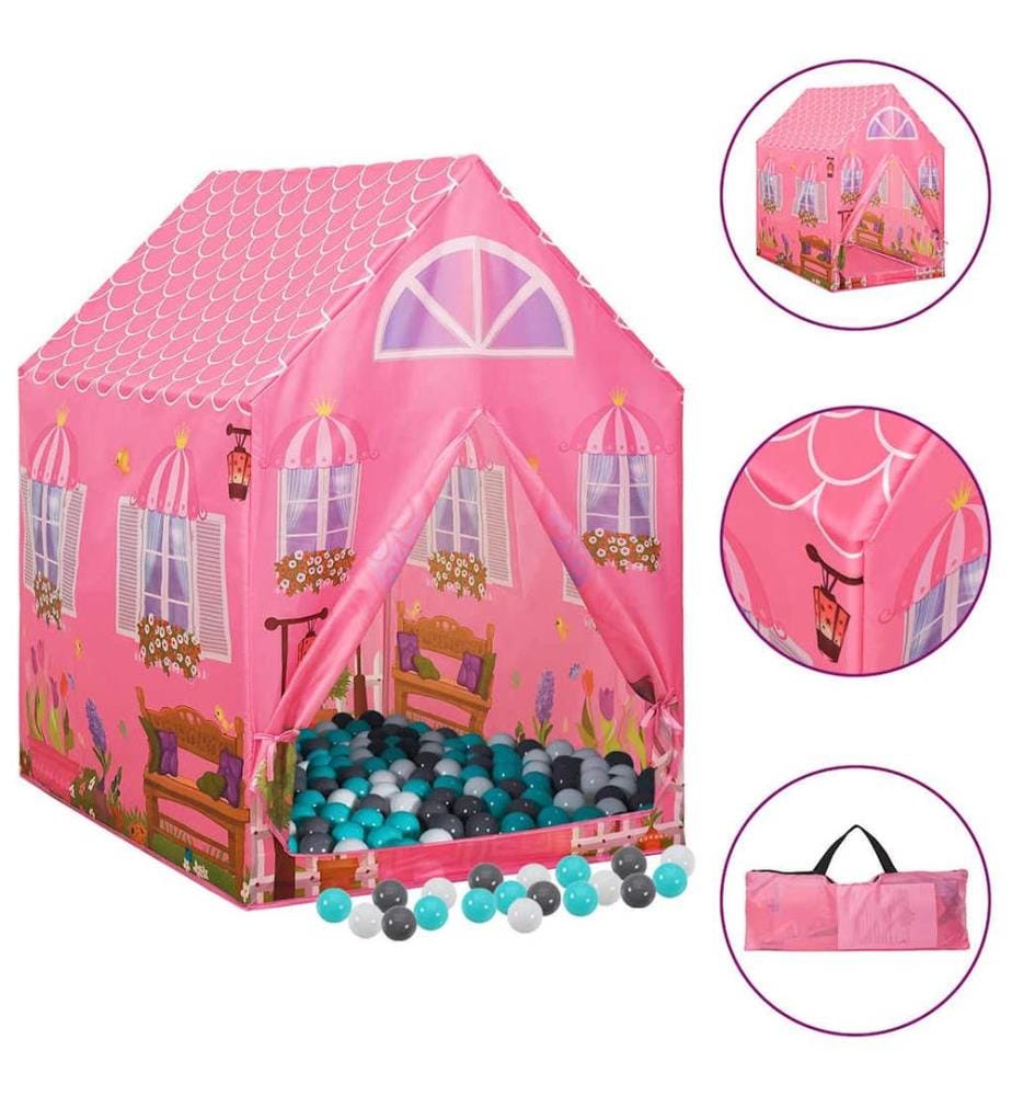 Kinder-Spielzelt mit 250 Bällen Rosa 69x94x104 cm
