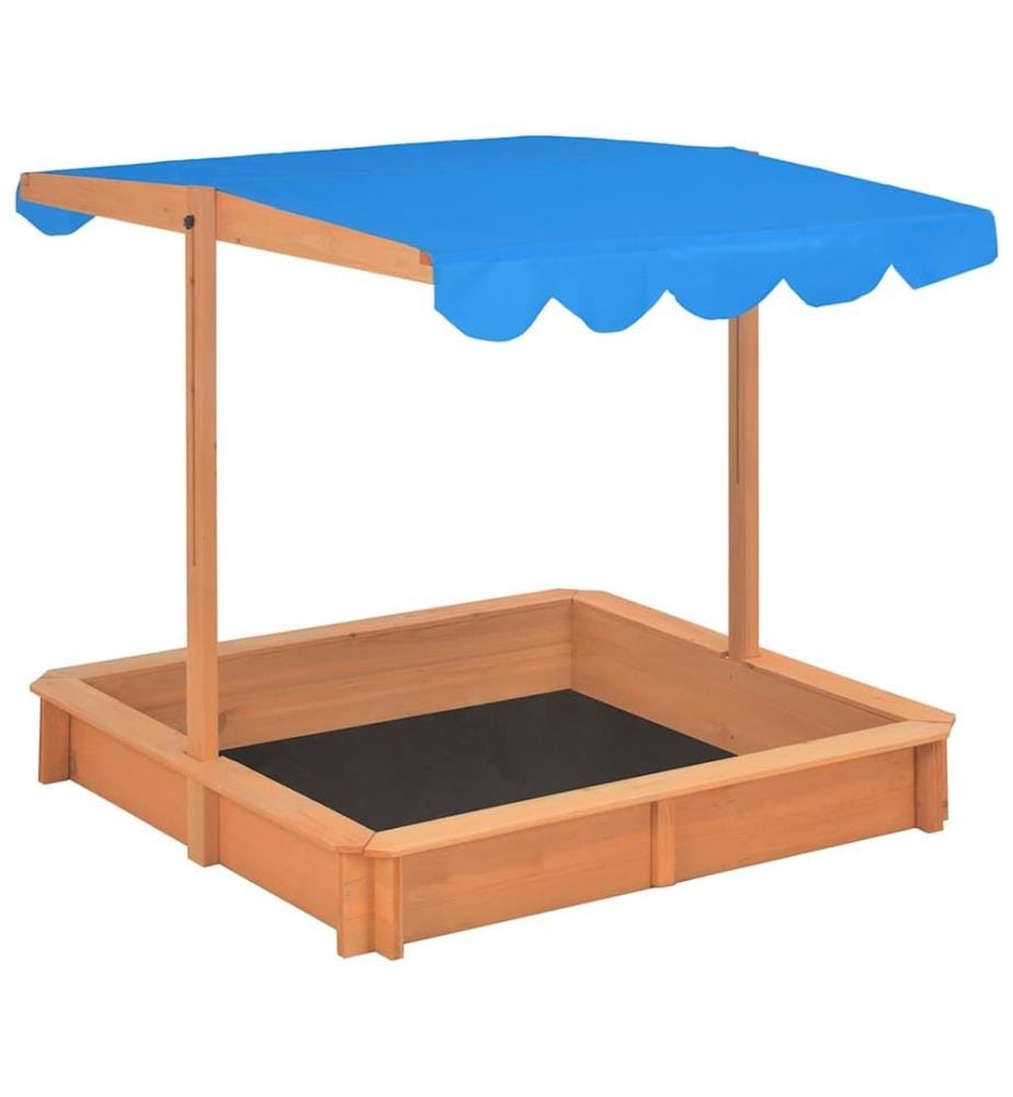 Bac à sable avec toit réglable Bois de sapin 115x115x115 cm