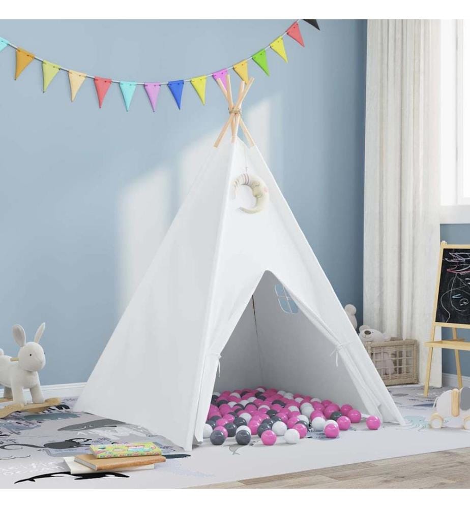 Teepee Zelt Weiss 120 x 120 x 150 cm Stoff und Plastik