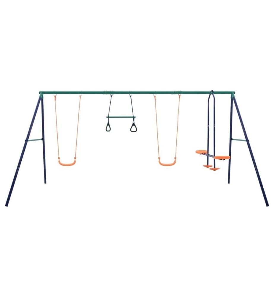Schaukelset mit Turningen und 4 Sitzen Stahl