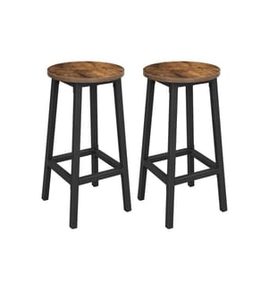 VASAGLE - Barhocker rund, 2er Set 32 x 65 cm, Braun/Schwarz