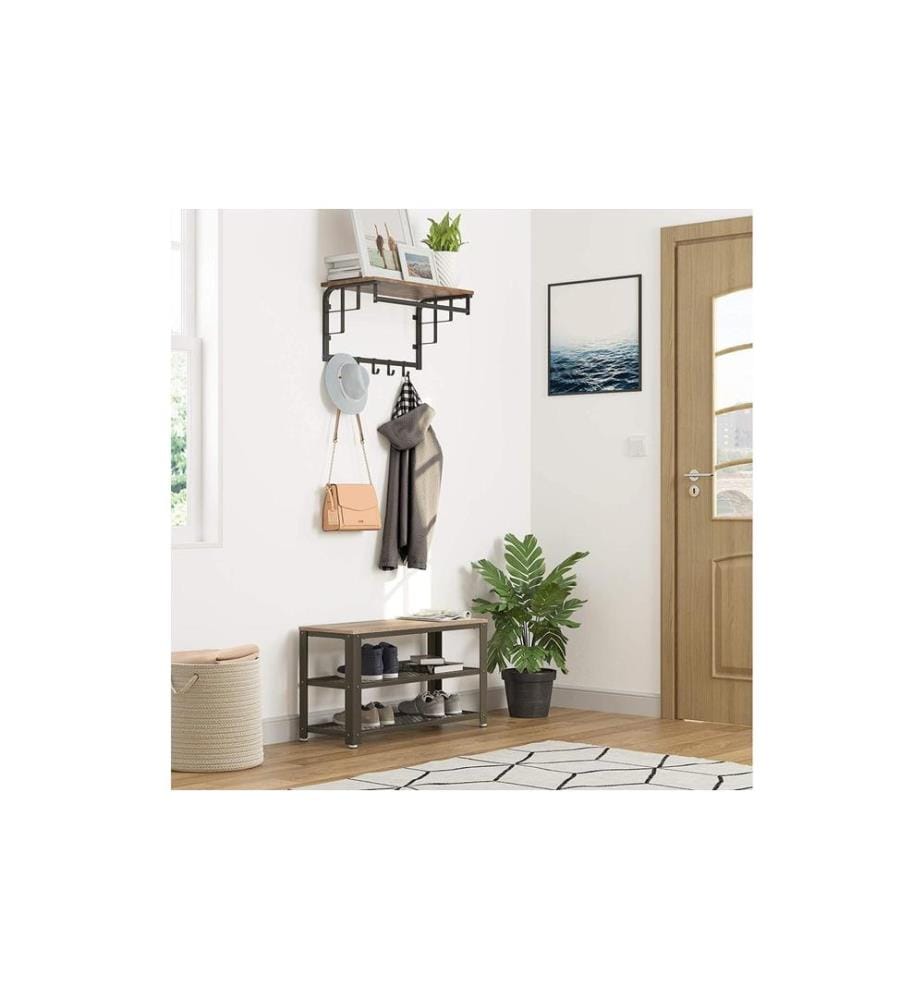 VASAGLE - Schuhregal mit 2 Ablagen 73 x 45 cm, Nature/Schwarz