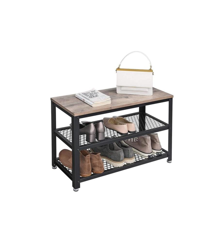 VASAGLE - Schuhregal mit 2 Ablagen 73 x 45 cm, Nature/Schwarz