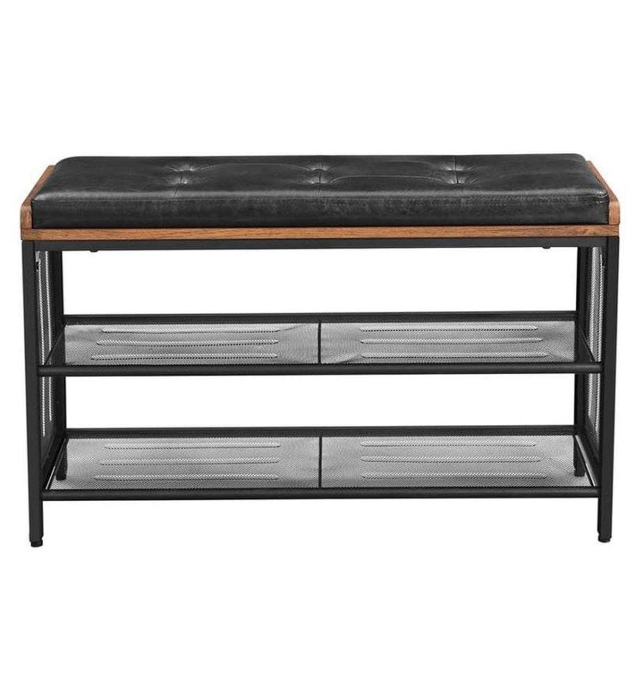 VASAGLE - Schuhregal mit Sitzpolster 80 x 48 cm, Braun/Schwarz