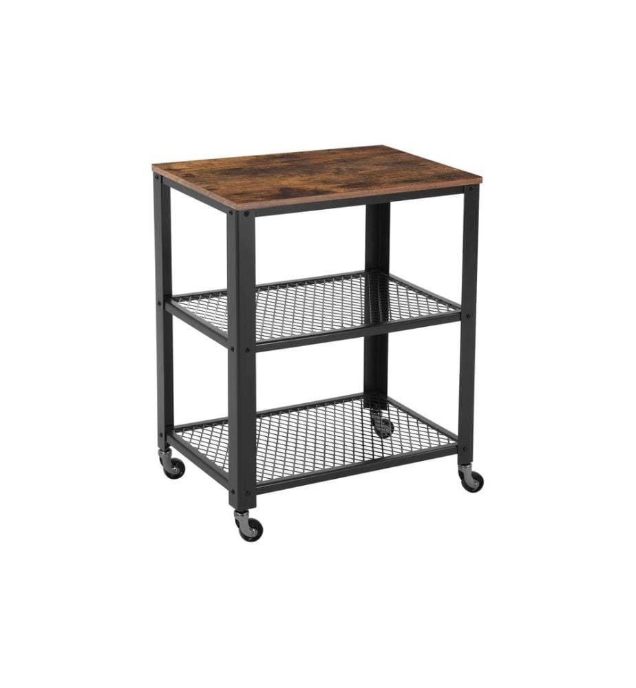 VASAGLE - Bartrolley mit Rollen, 60 x 77.5 cm, Braun/Schwarz