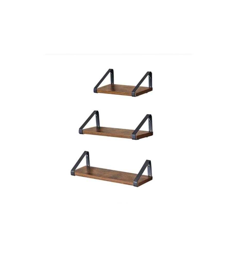 VASAGLE - Étagère murale Lot de 3 30/35/40 x 11 cm/12 cm, Brun/Noir