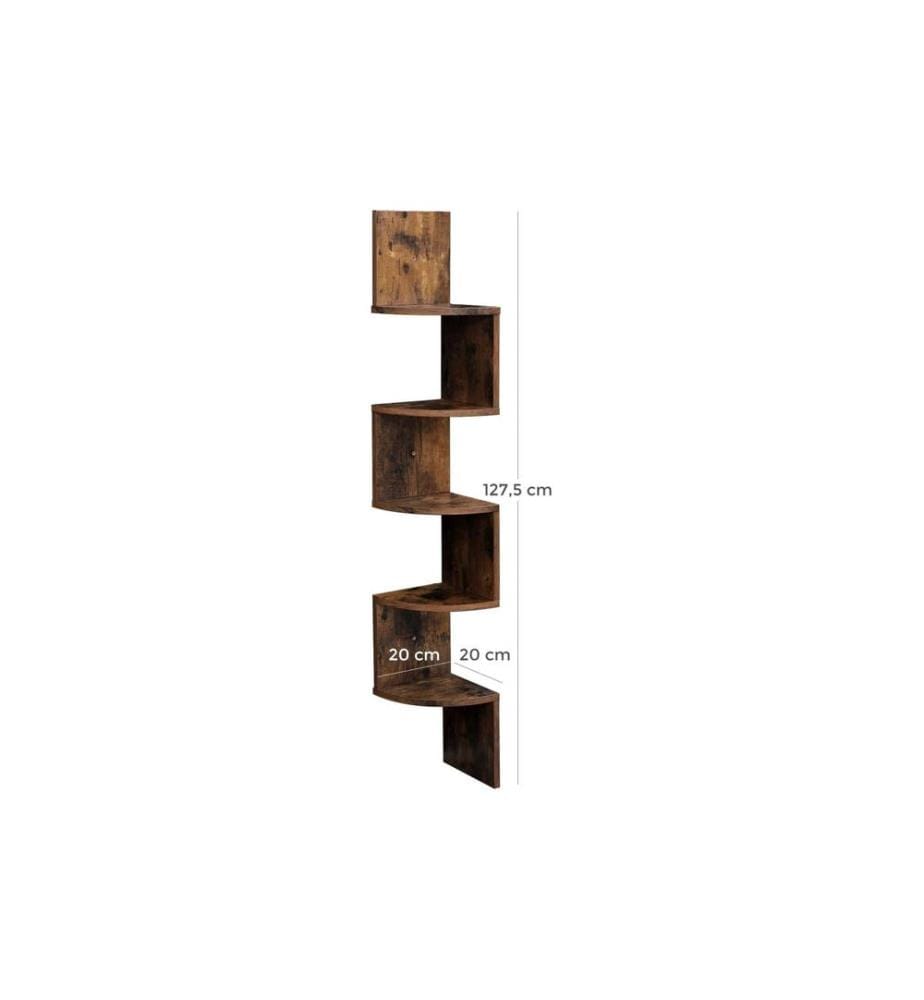 VASAGLE - Wandregal mit 5 Ebenen 20 x 127.5 cm, Braun