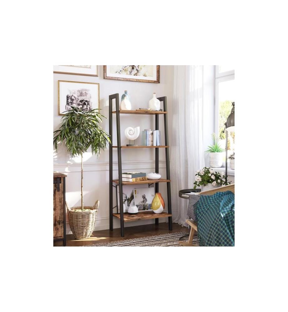 VASAGLE - Regal mit 4 Ebenen 56 x 137.5 cm, Braun/Schwarz