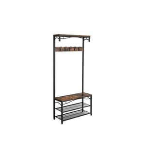 VASAGLE - Garderobe mit Schuhregal 178.5 cm, Braun/Schwarz