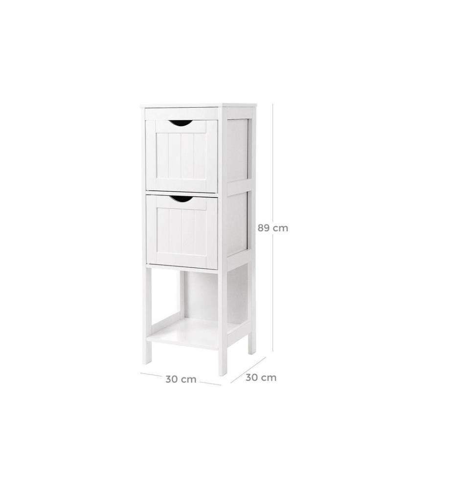 VASAGLE - Étagère avec 2 tiroirs 30 x 89 cm, Blanc