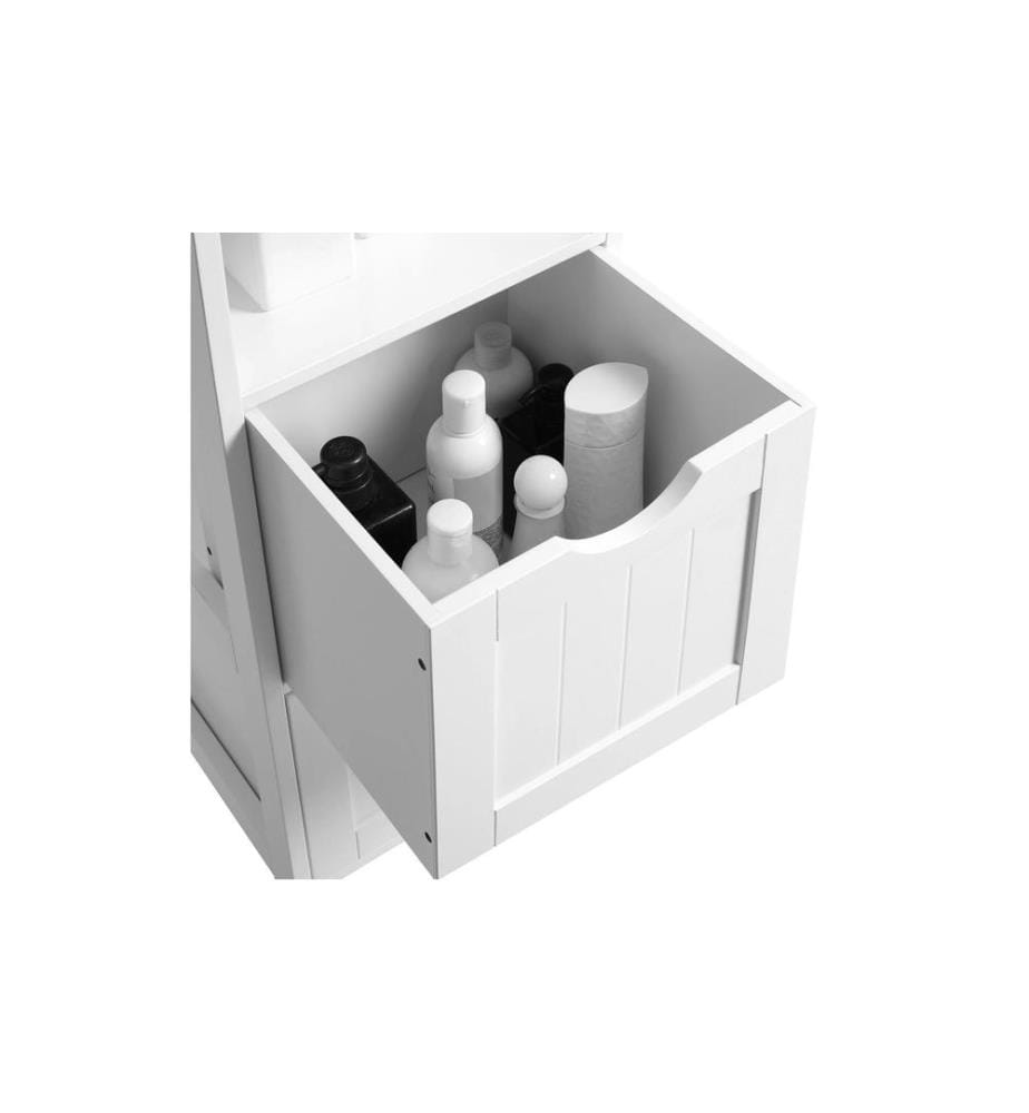 VASAGLE - Badezimmerregal Landhausstil 30 x 141.5 cm, Weiss