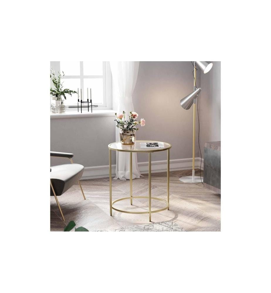 VASAGLE - Beistelltisch rund 50 x 55 cm, Gold