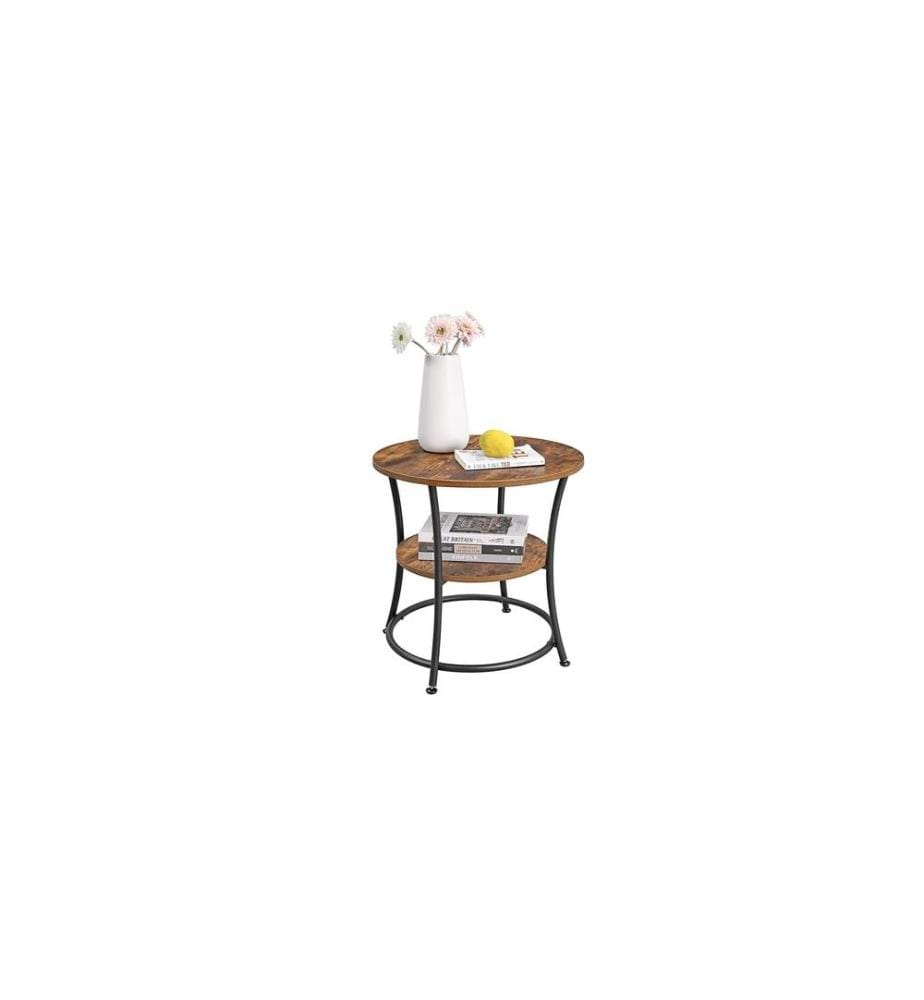 VASAGLE - Table basse rond 50 x 50 cm, Brun/Noir