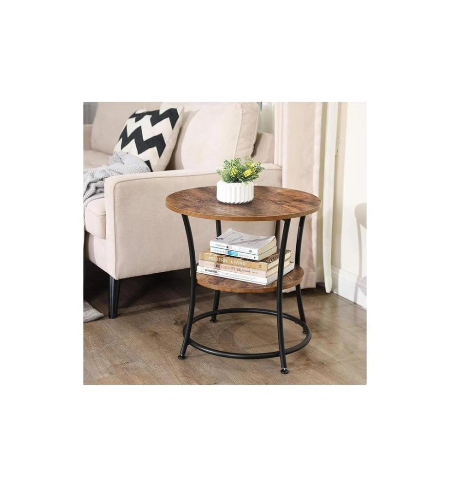 VASAGLE - Table basse rond 50 x 50 cm, Brun/Noir