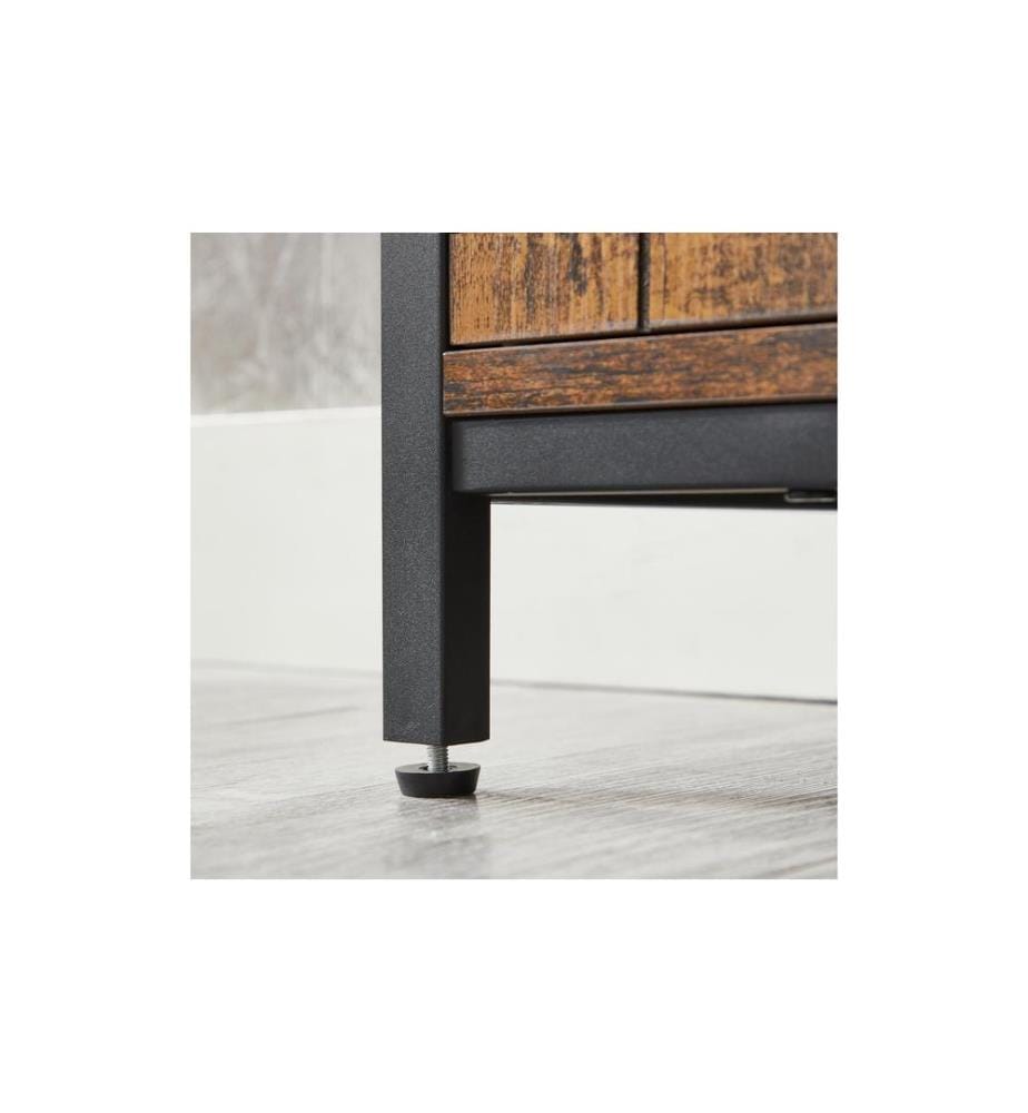 VASAGLE - Kommode mit Türen aus Glas 60 x 108 cm, Braun/Schwarz