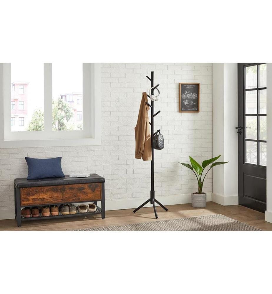 VASAGLE - Porte-manteau avec 8 crochets 175 cm, Noir