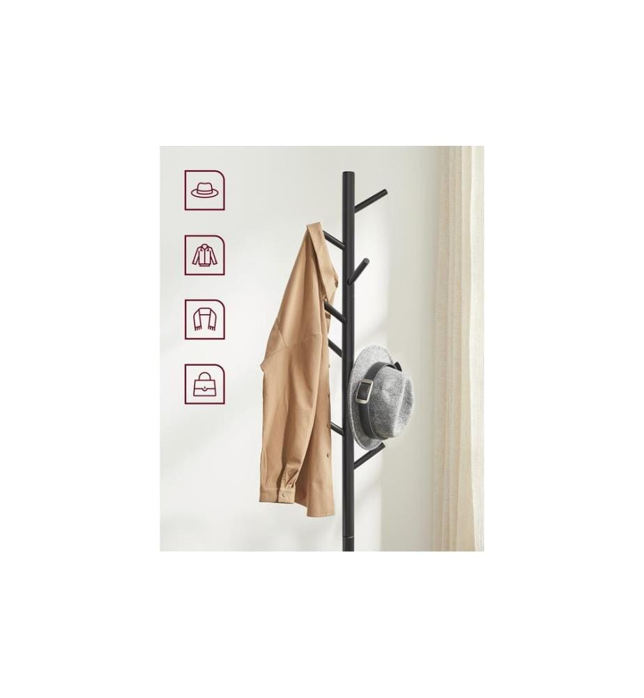 VASAGLE - Porte-manteau avec 8 crochets 175 cm, Noir
