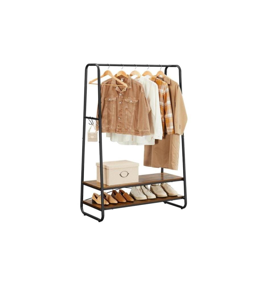 VASAGLE - Garderobe Vintage 160 cm, Braun/Schwarz