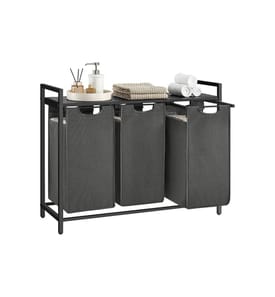 VASAGLE - Wäschekorb  mit Ablage 3 x 38 l, Schwarz