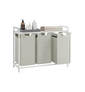 VASAGLE - Wäschekorb  mit Ablage 3 x 38 l, Weiss
