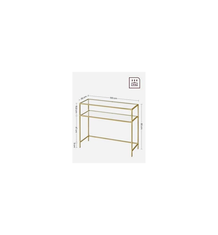 VASAGLE - Table console 100 x 35 x 80 cm, Doré