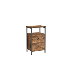 VASAGLE - Nachttisch mit 2 Schubladen 38 x 28 x 60 cm, Braun/Schwarz