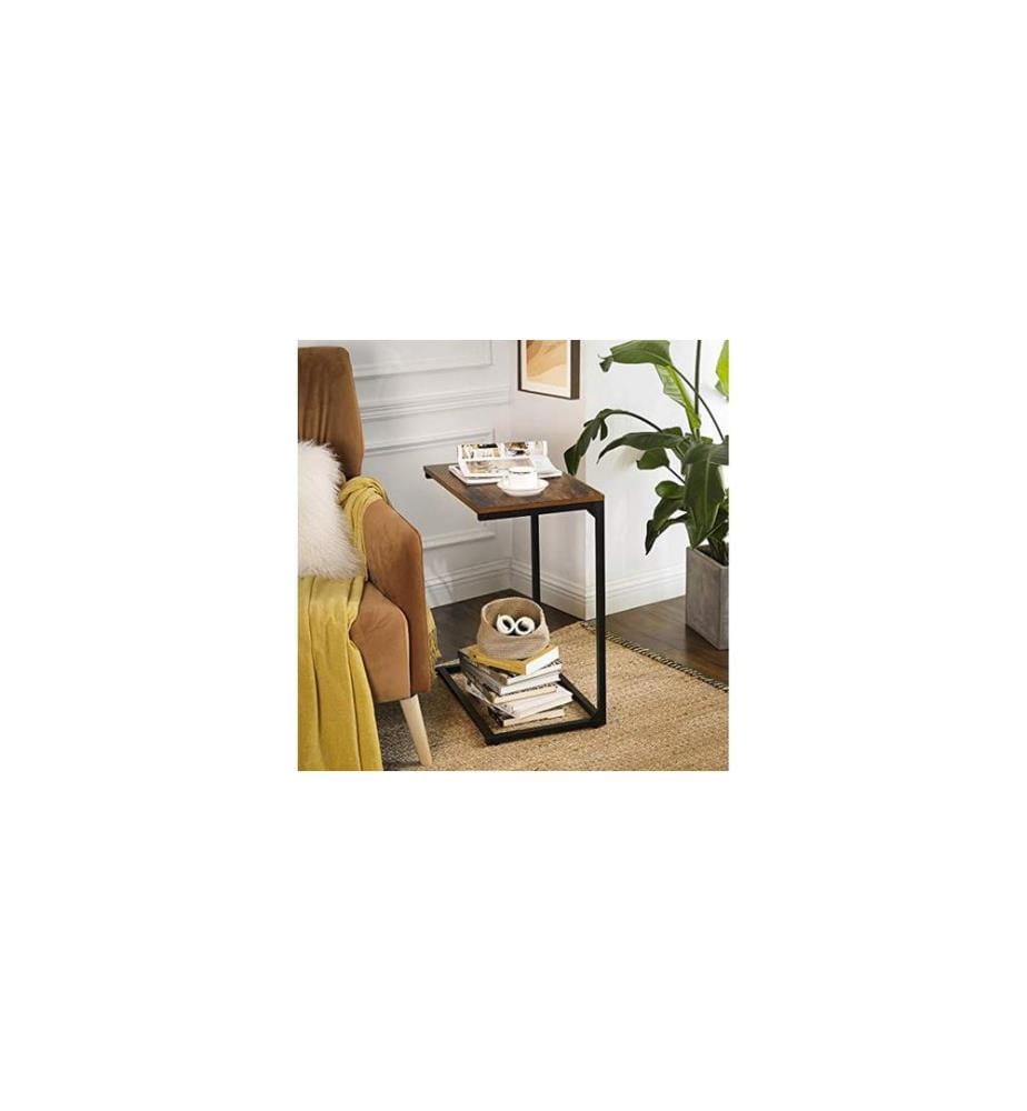 VASAGLE - Table d'appoint 55 x 35 x 66 cm, Brun/Noir