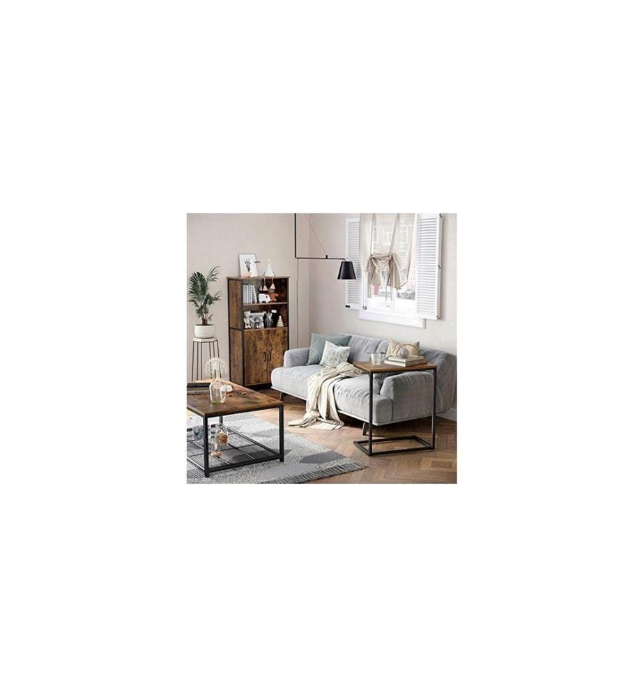 VASAGLE - Table d'appoint 55 x 35 x 66 cm, Brun/Noir